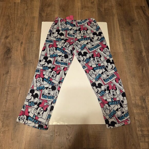 Disney Mickey and Minnie Mouse Women's Pajama Plush Fleece Pants with Phrases - Picture 5 of 5